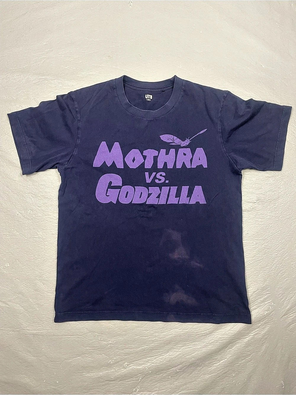 Uniqlo UT Mothra vs Godzilla Graphic Tee Navy - Size Medium (FLAWED)